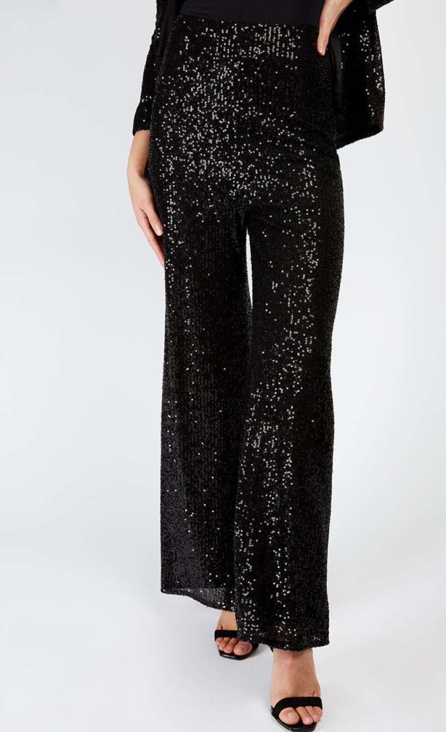 Clothing Little Mistress | Black Sequin Trousers By Vogue Williams