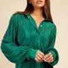 Clothing Little Mistress | Bottle Green Plisse Shirt By Vogue Williams