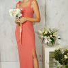 Clothing Little Mistress | Coral Rose Tie Strap Maxi Dress