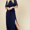 Clothing Little Mistress | Navy Angel Sleeve Maxi Dress