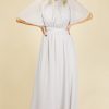 Clothing Little Mistress | Kirsty Ice Grey Angel Wing Maxi Dress