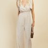 Clothing Little Mistress | Beige Check Tie Strap Jumpsuit