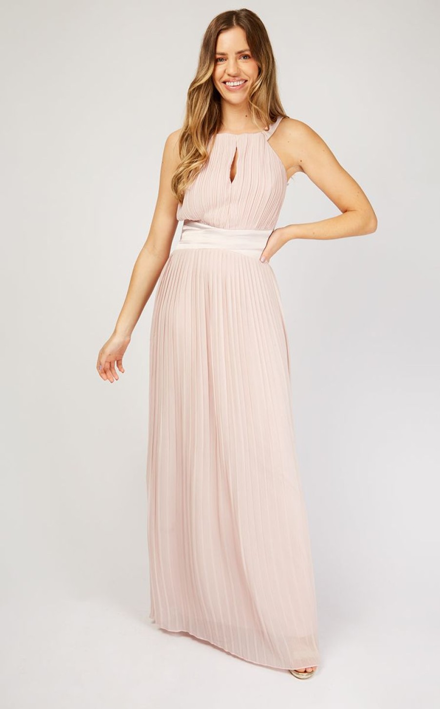 Clothing Little Mistress | Blush Pleated Maxi Dress