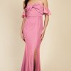 Clothing Little Mistress | Rose Quartz Twist Detail Bardot Maxi Dress