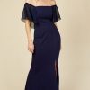 Clothing Little Mistress | Hannah Navy Bardot Maxi Dress