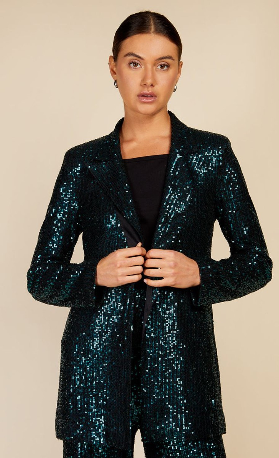 Clothing Little Mistress | Green Sequin Blazer By Vogue Williams