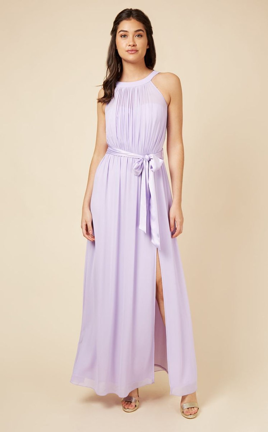 Clothing Little Mistress | Lilac Halterneck Maxi Dress