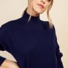 Clothing Little Mistress | Navy High Neck Knit Jumper By Vogue Williams