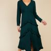 Clothing Little Mistress | Emerald Green Frill Midaxi Dress