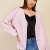 Clothing Little Mistress | Dusty Pink Knit Cardigan By Vogue Williams