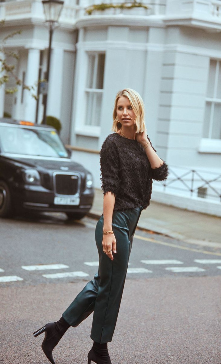 Clothing Little Mistress | Green Pu Trousers By Vogue Williams