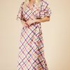 Clothing Little Mistress | Check Layered Sleeve Midaxi Wrap Dress