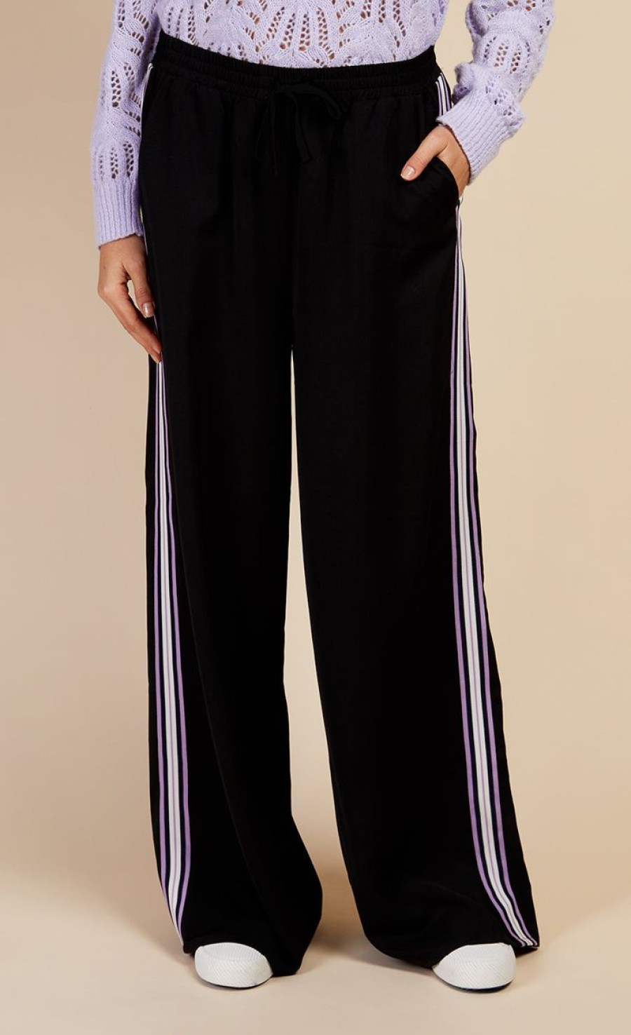 Clothing Little Mistress | Black Side Stripe Trousers By Vogue Williams