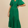 Clothing Little Mistress | Green Angel Sleeve Midaxi Dress By Vogue Williams