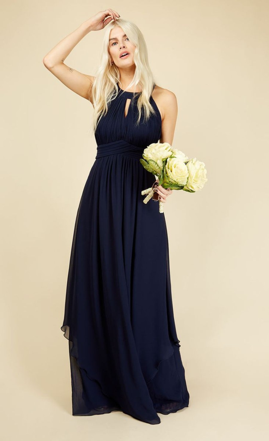 Clothing Little Mistress | Elana Navy Keyhole Maxi Dress