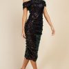 Clothing Little Mistress | Hoxton Sequin Bardot Ruched Bodycon Midi Dress