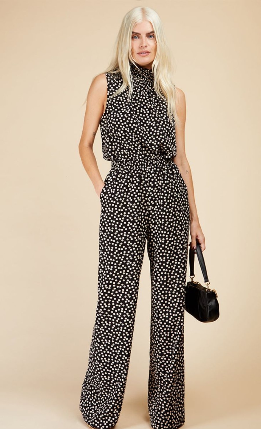 Clothing Little Mistress | Mono Spot Wide Leg Trousers By Vogue Williams