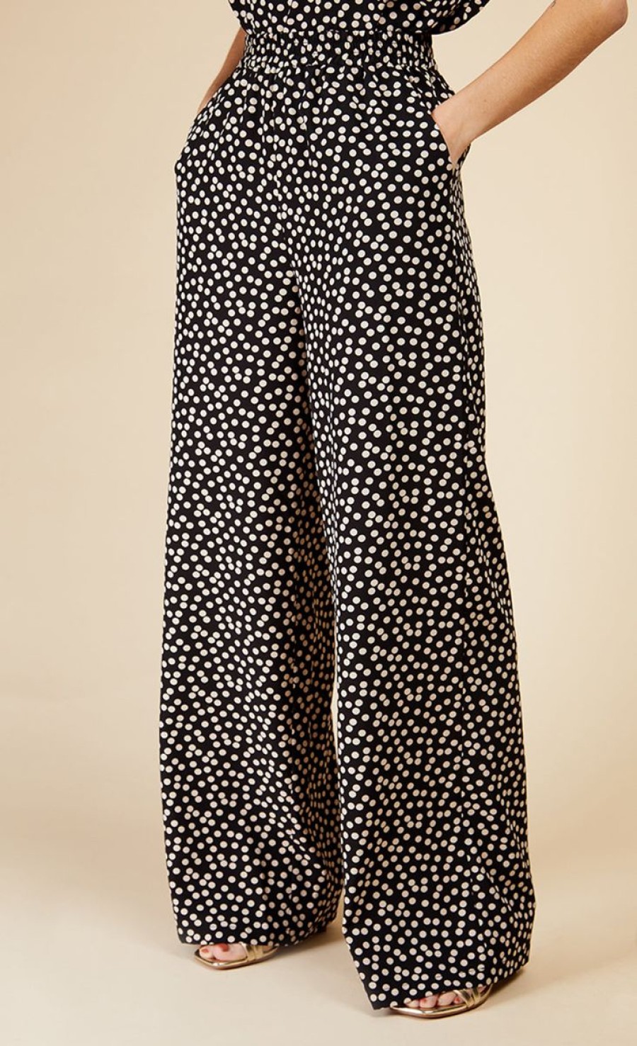 Clothing Little Mistress | Mono Spot Wide Leg Trousers By Vogue Williams