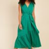 Clothing Little Mistress | Green Check Mock Wrap Midaxi Dress