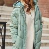 Clothing Little Mistress | Sage Chevron Puffer Coat By Vogue Williams