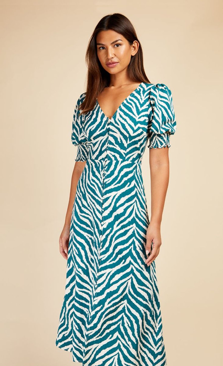 Clothing Little Mistress | Zebra Print Button Front Midi Dress By Vogue Williams