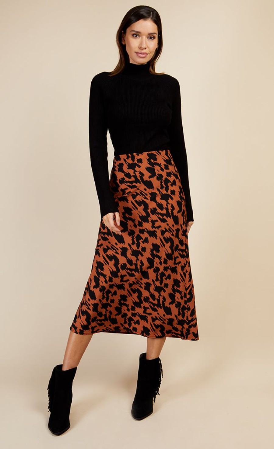 Clothing Little Mistress | Leopard Print Midi Slip Skirt By Vogue Williams