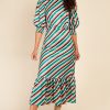 Clothing Little Mistress | Stripe Satin Pephem Midaxi Dress