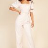 Clothing Little Mistress | Ecru Check Twist Detail Jumpsuit