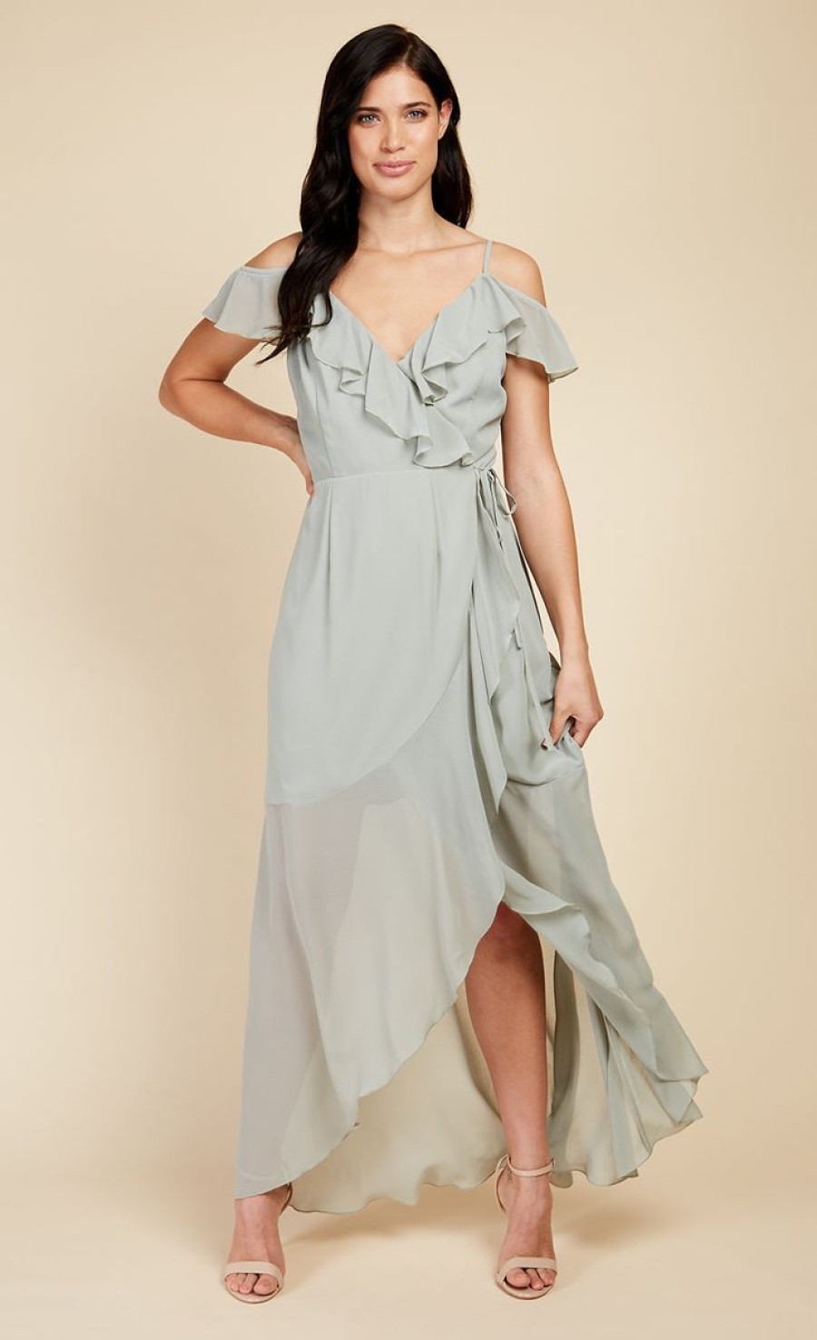 Clothing Little Mistress | Waterlily Cold-Shoulder Wrap Maxi Dress