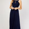 Clothing Little Mistress | Bella Navy Pleated Maxi Dress