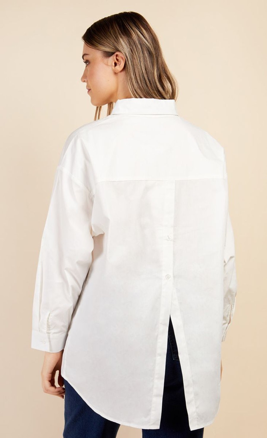 Clothing Little Mistress | White Split Back Shirt By Vogue Williams