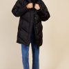 Clothing Little Mistress | Black Chevron Puffer Coat By Vogue Williams