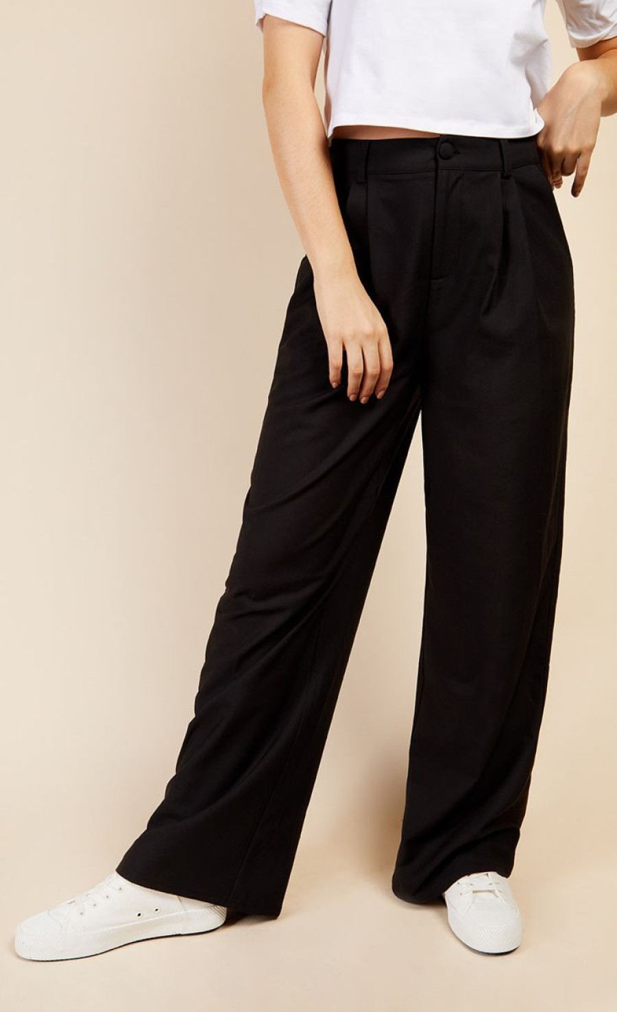 Clothing Little Mistress | Black Wide Leg Trousers By Vogue Williams