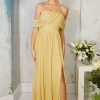 Clothing Little Mistress | Yellow Draped Sleeve Maxi Dress