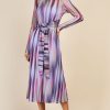 Clothing Little Mistress | Printed Mesh Tie Waist Midaxi Dress