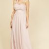 Clothing Little Mistress | Luanna Blush Embellished One-Shoulder Maxi Dress