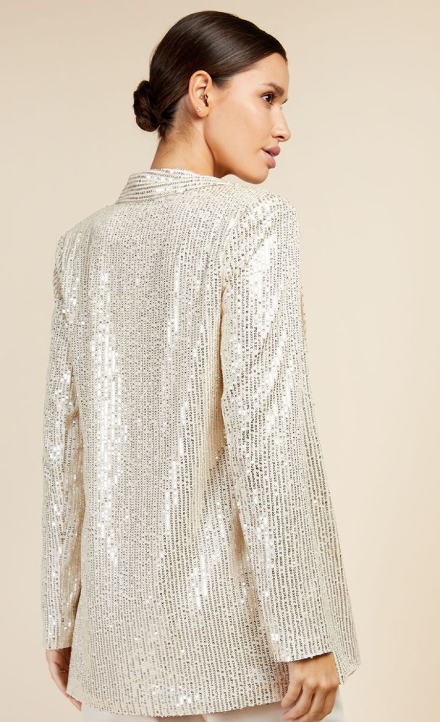 Clothing Little Mistress | Champagne Sequin Blazer