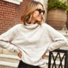 Clothing Little Mistress | Oatmeal Knit Roll Neck Jumper By Vogue Williams