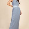 Clothing Little Mistress | Alexa Dusty Blue Pleated Maxi Dress