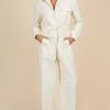 Clothing Little Mistress | Cream Utility Jumpsuit By Vogue Williams